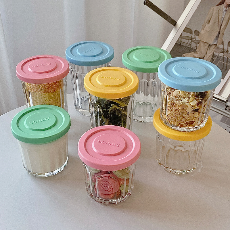 Food Storage Glass Jar - Цветная крышка, стеклянный герметичный контейнер для