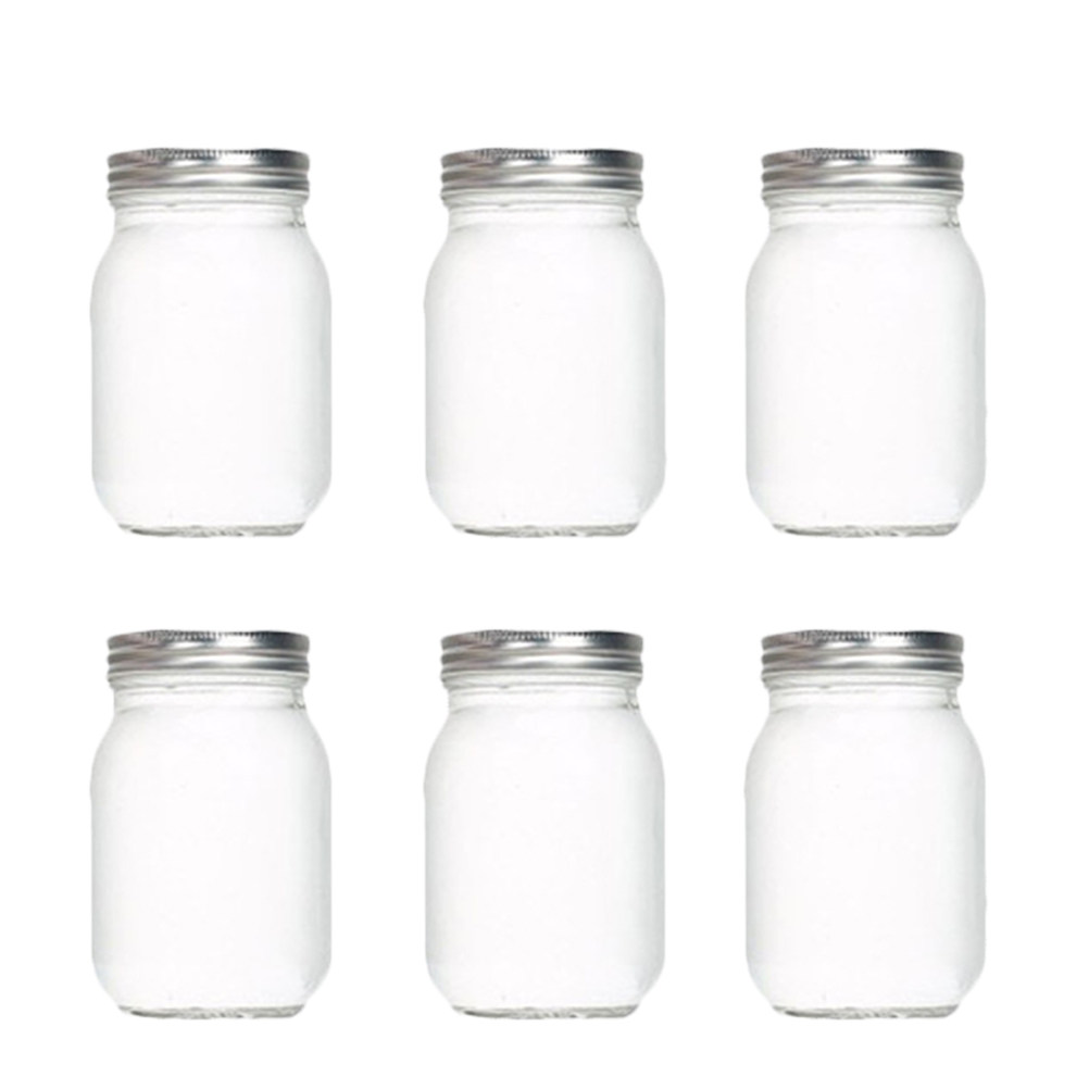 Food Storage Glass Jar - Набор из 6 прозрачных круглых стеклянных