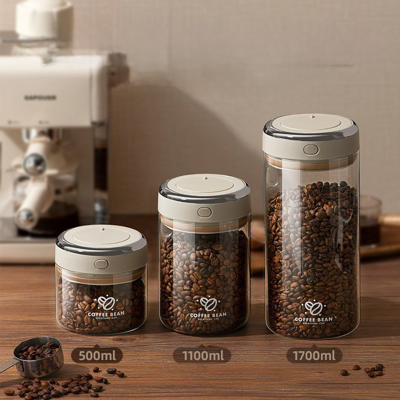 Food Storage Glass Jar - Вакуумный контейнер для кофейных зерен 500/1100/1700