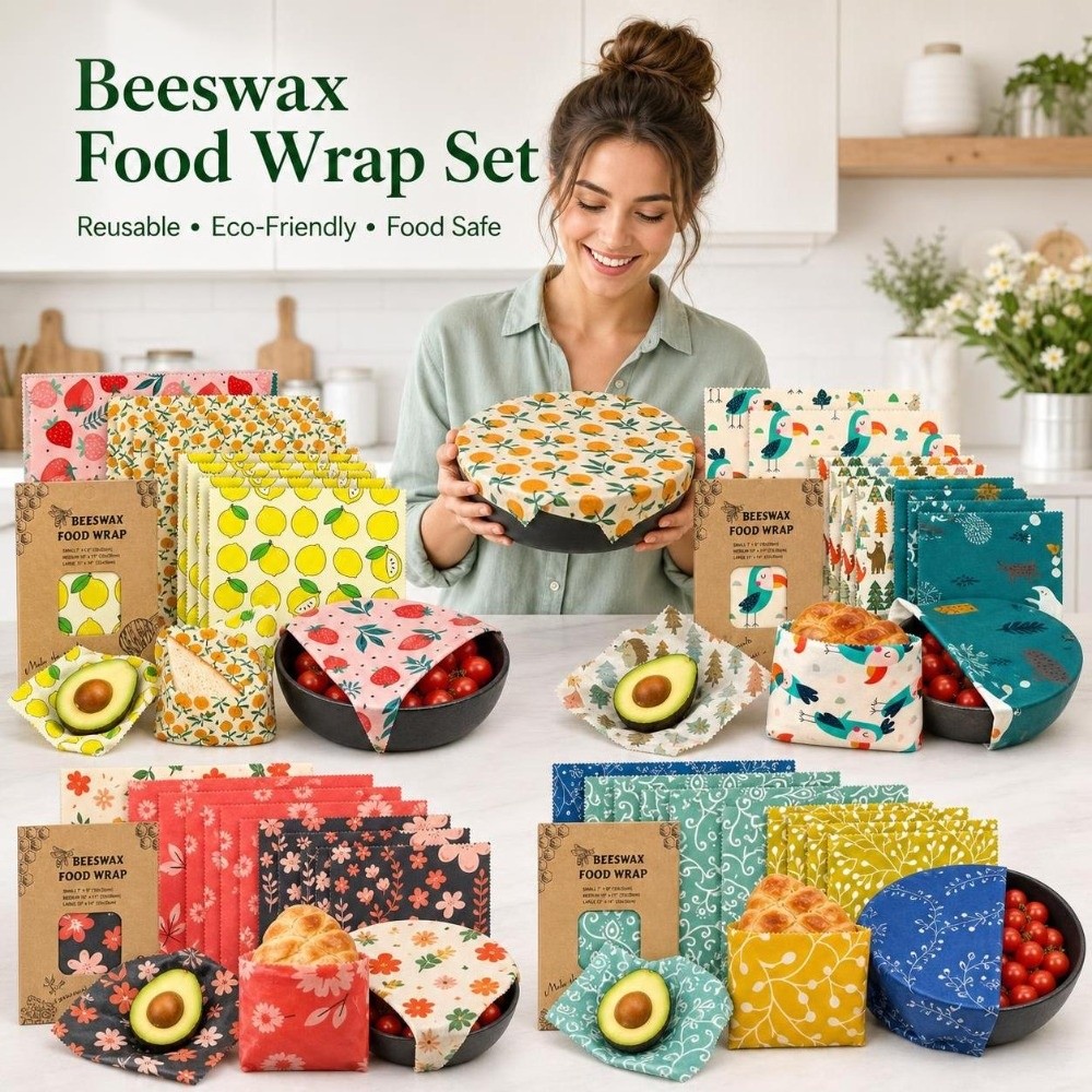Beeswax Food Wrap - 9 шт. многоразовых пищевых оберток из