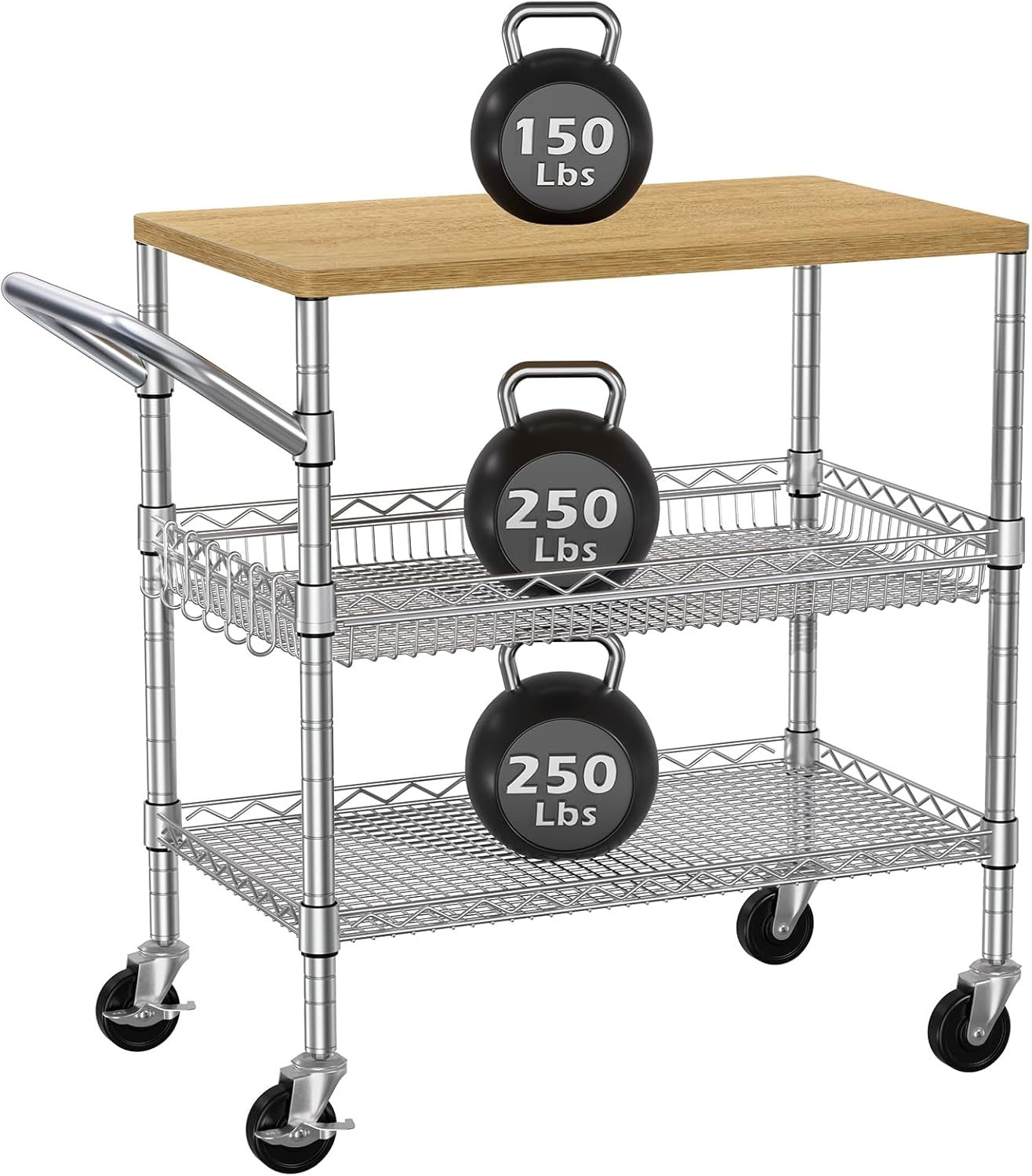 Food Storage On Wheels - Трехуровневая кухонная тележка на колесах, универсальная