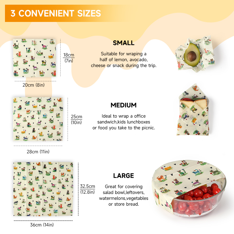 6 упаковок (2S.) Многоразовая  – обзор и цена Beeswax Food Wrap