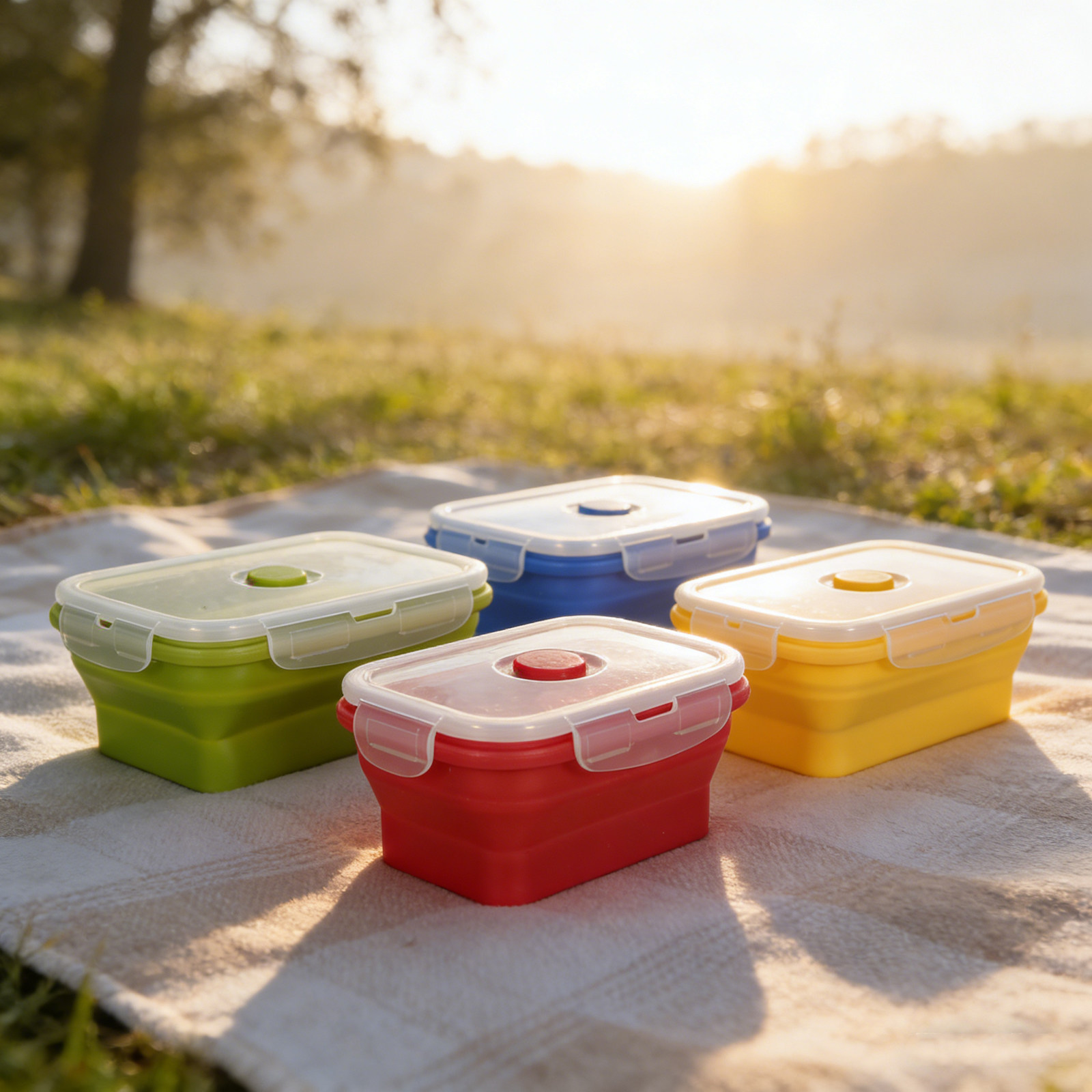 4 шт. складных силиконовых кон – обзор и цена Food Storage Stackable Containers